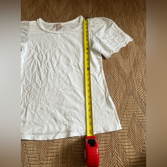 Rachel Parcell Women's White Blouse w/ Crotchet Sleeves, Size Small - Picture 6 of 8